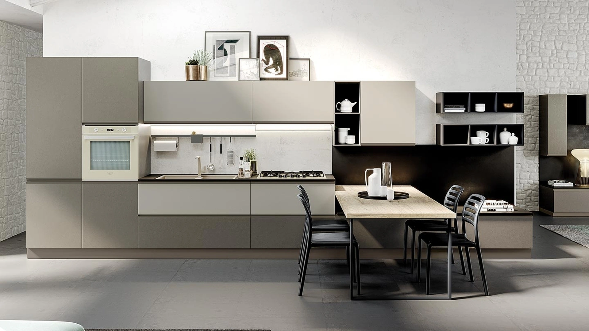 Cucina su misura Maia Cemento Fango e Corda di Evo Cucine
