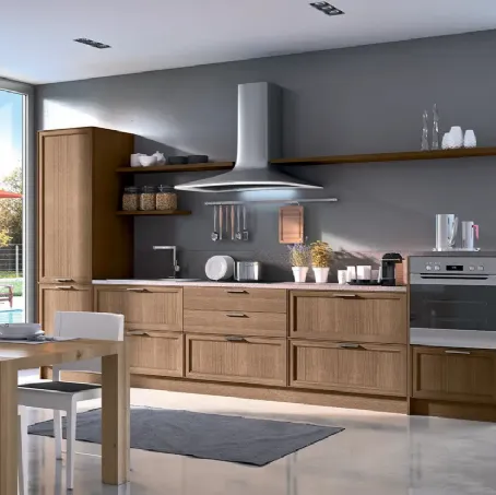 Cucina lineare su misura in legno Melograno composizione 06 di Le Fablier