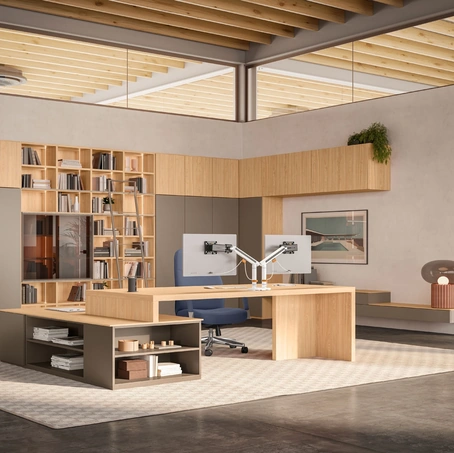 Scrivania Direzionale e libreria angolare OF111 di Giessegi